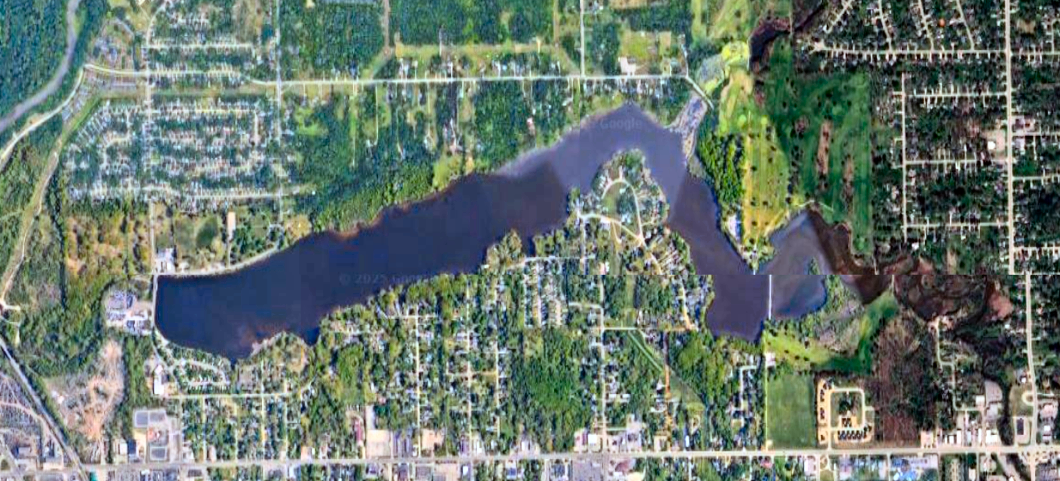 Aerial view of Kearsley Lake